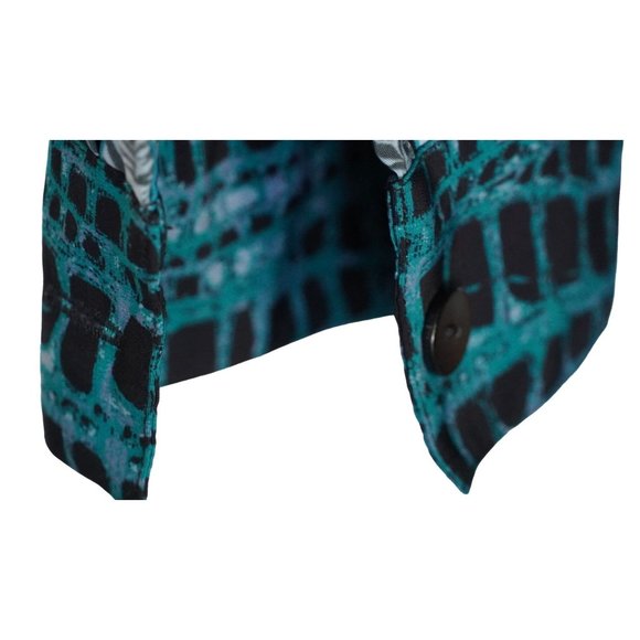 Koos of Course Top Womens Size S Wearable Art Button Up Blouse Teal Black Gray L - Picture 10 of 13